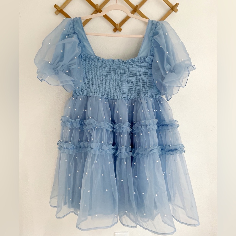 Sister Jane Thea Pearl Mini Dress in Blue